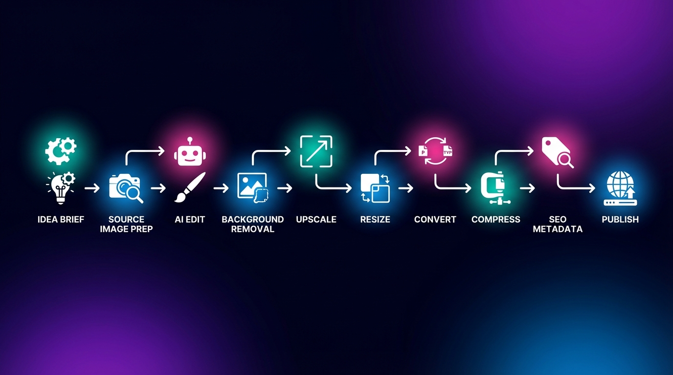 AI editing workflow map: content-to-publish process