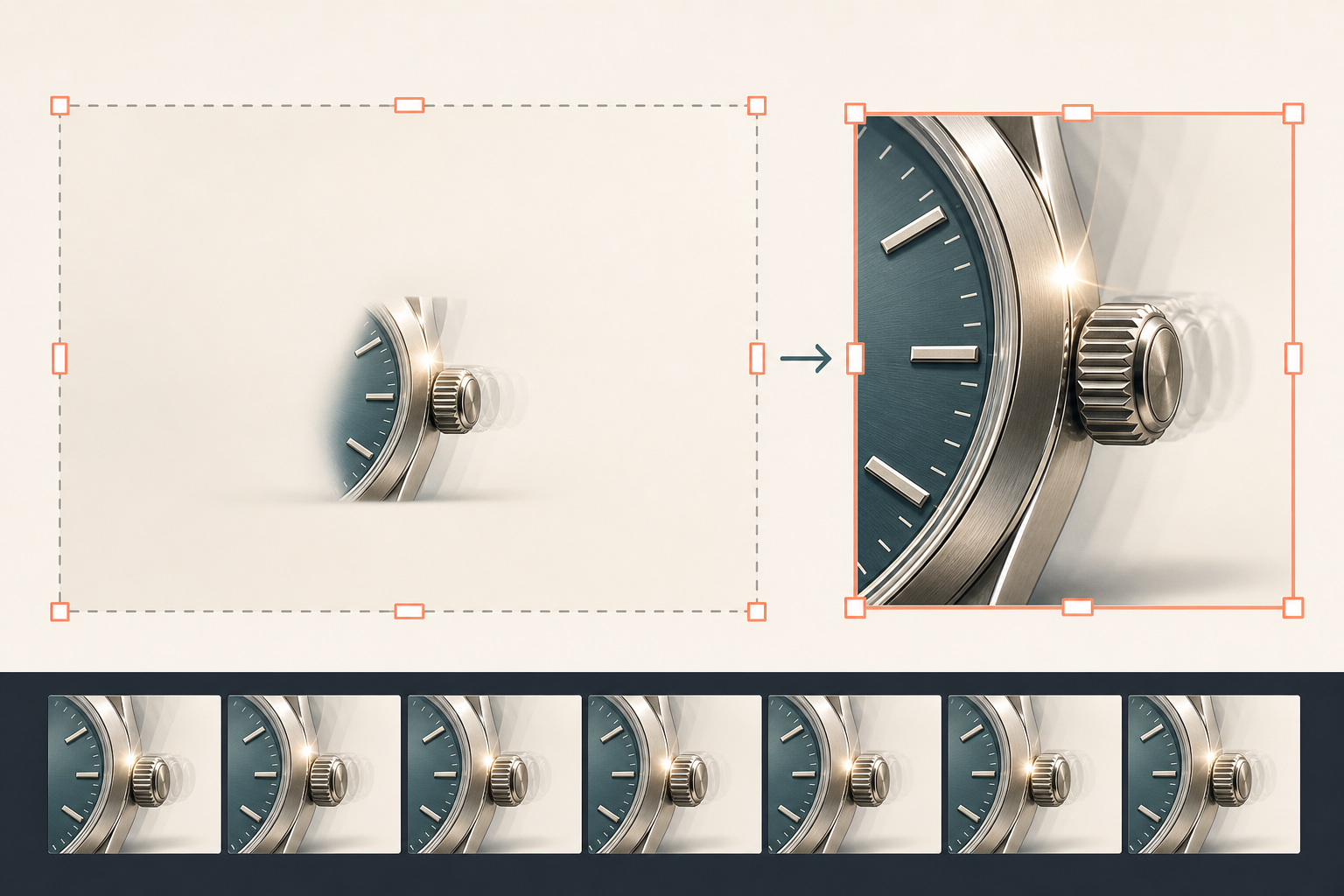 Animated signature crop being tightened around the moving subject