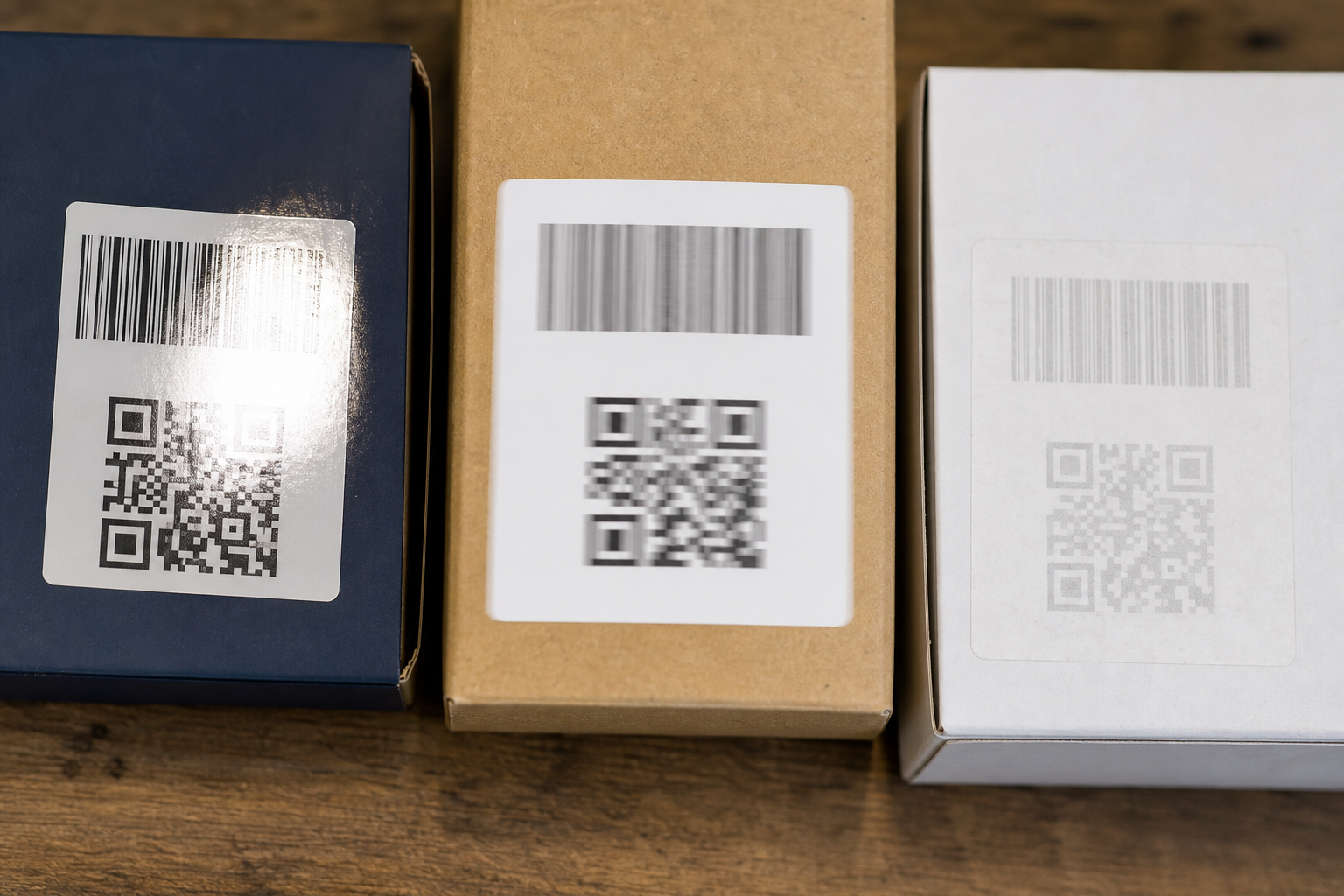 Close-up comparison of damaged barcode photo issues including glare, blur, and low contrast