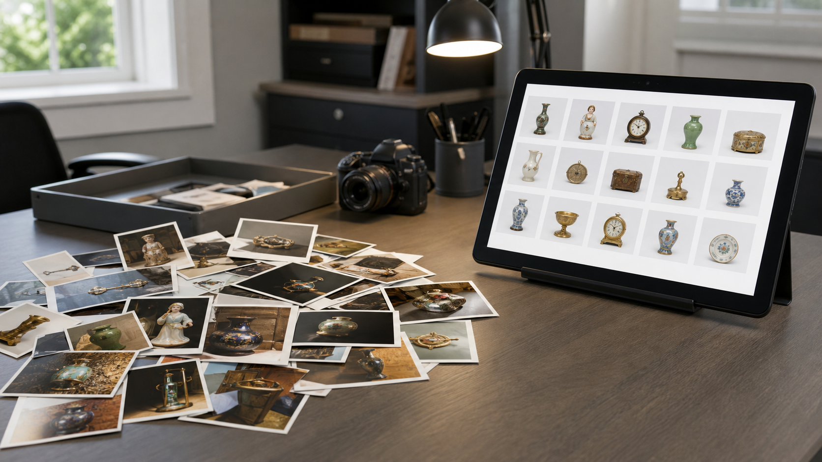 Before and after auction item photos showing improved crop, brightness, and consistent framing