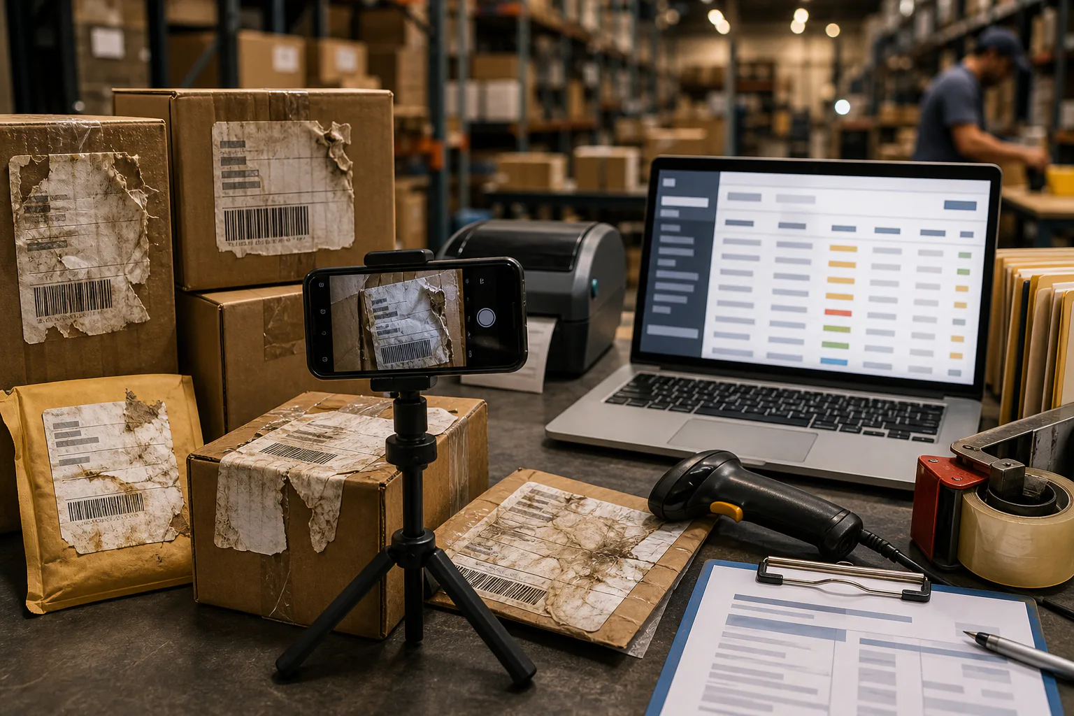 Damaged Shipping Label Photo OCR Cleanup for Warehouse Exception Logs