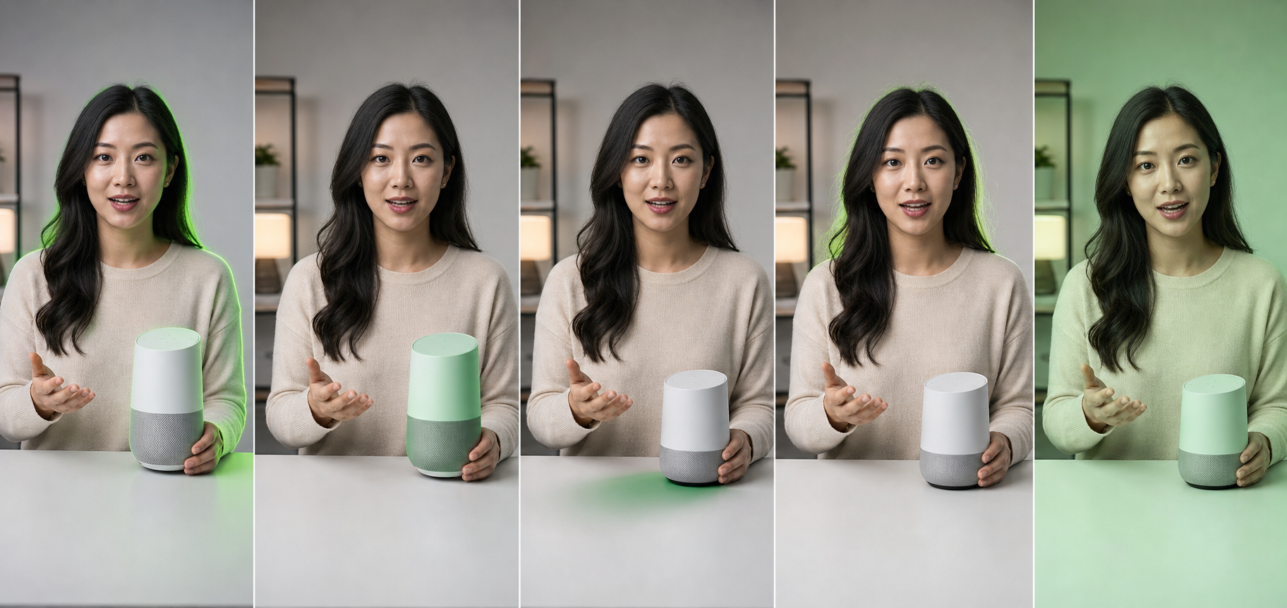 Side-by-side visual examples of green edge spill, reflective product tint, shadow contamination, hair fringing, and background color cast