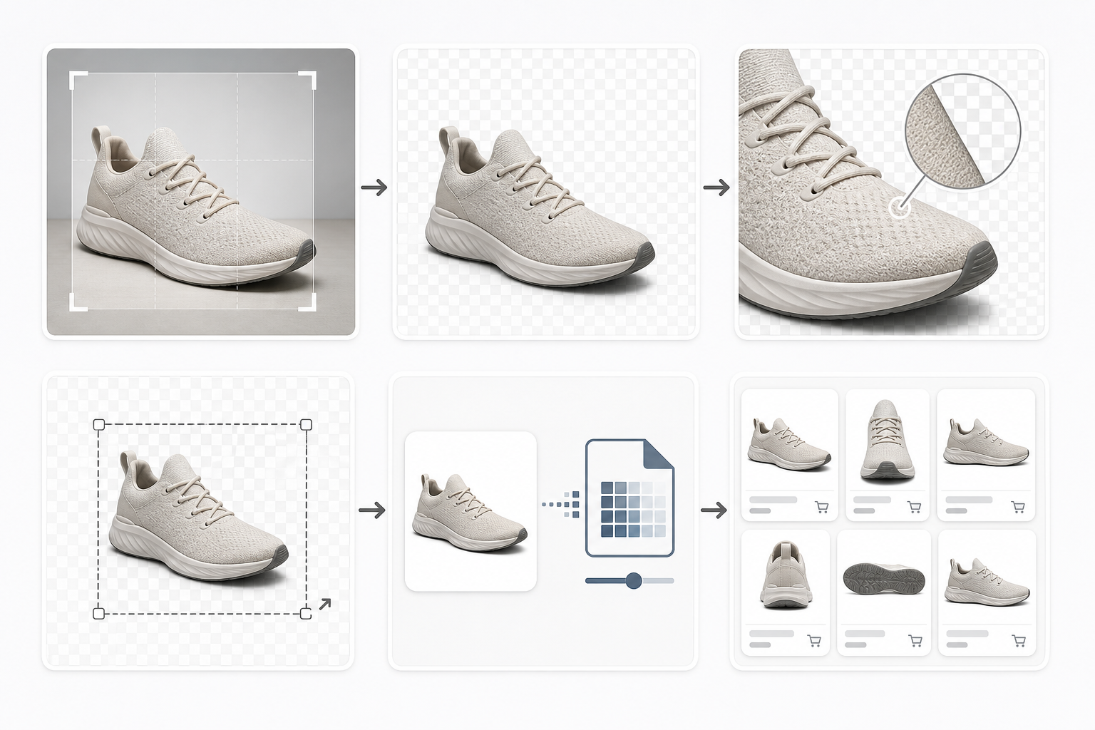 Structured visual workflow for preparing transparent product thumbnails