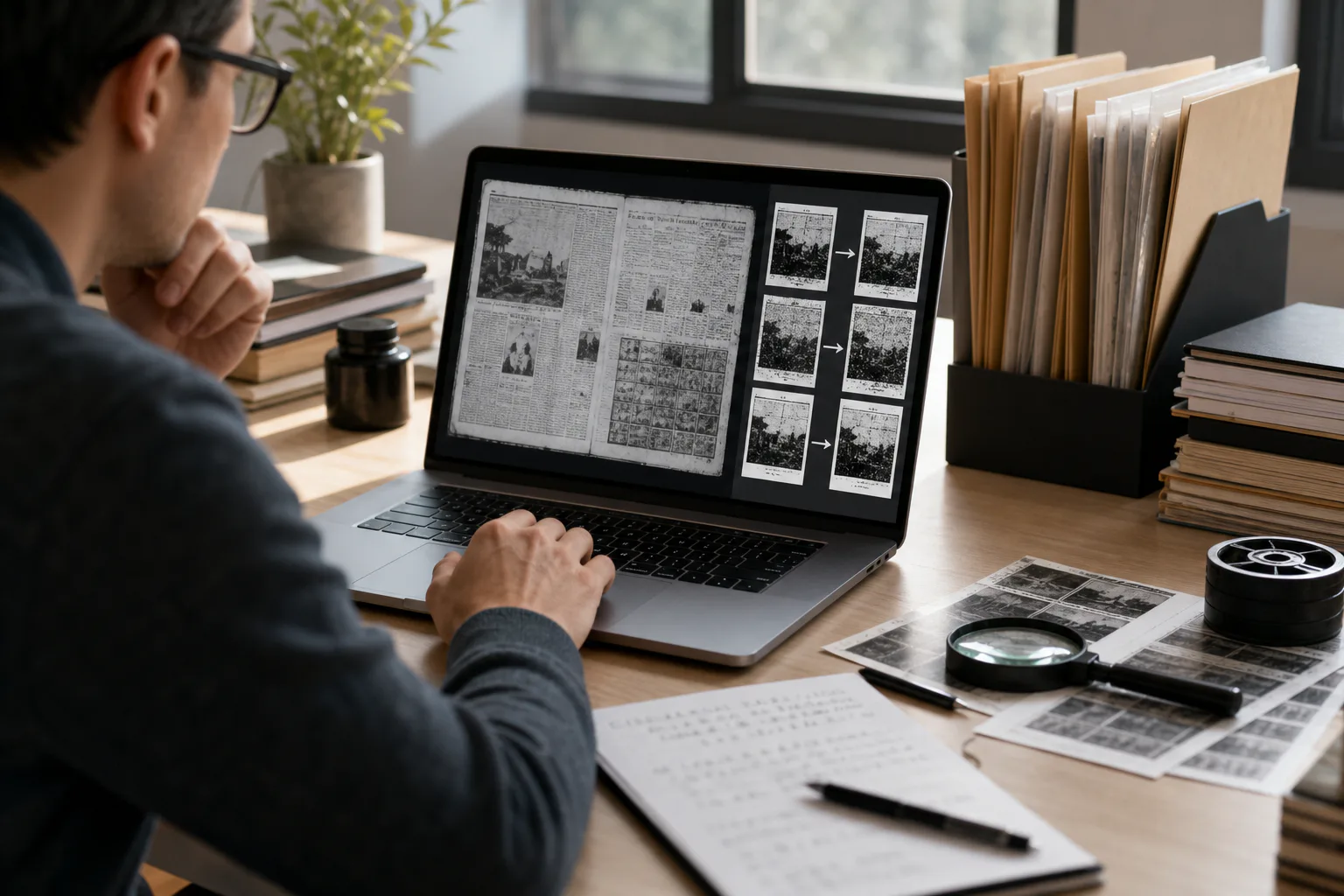 Microfilm Newspaper Scan Cleanup for Searchable Research PDFs