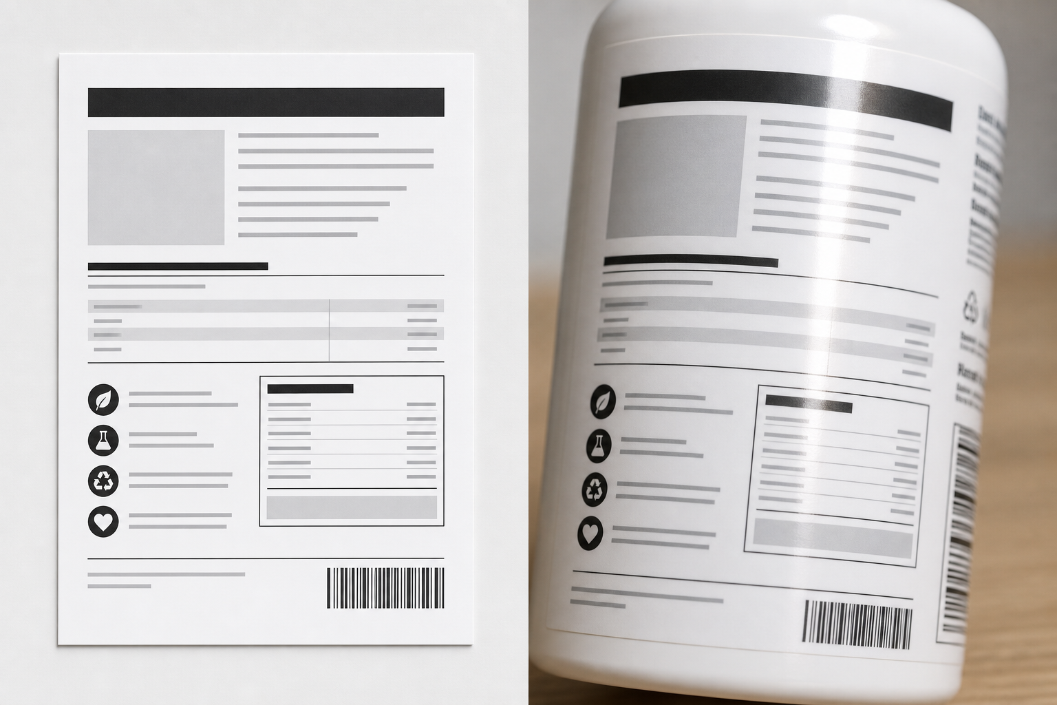 Comparison of flat paper scanning and curved packaging label capture