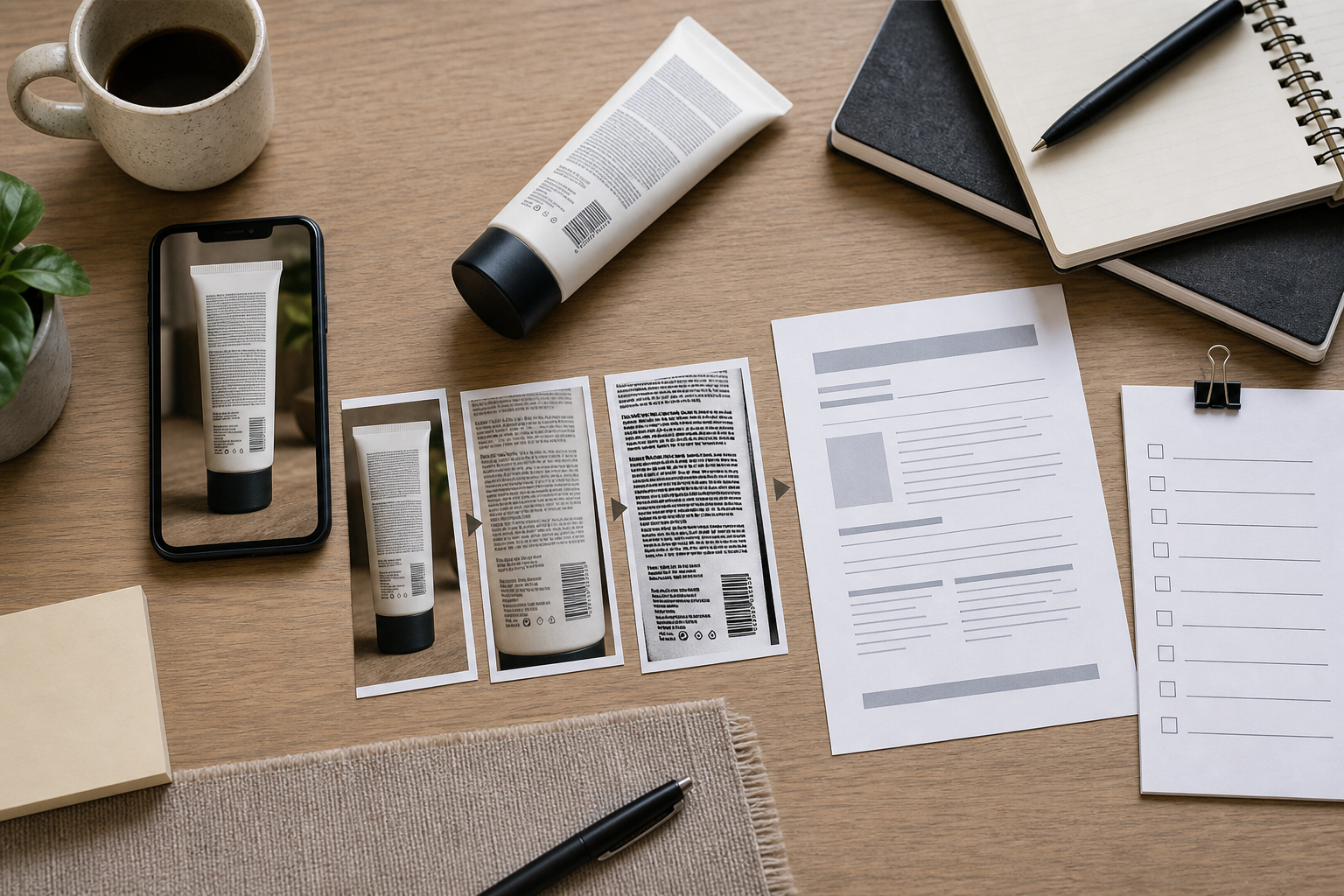 Step-by-step packaging label OCR cleanup workspace
