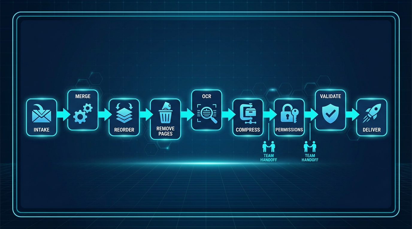 PDF delivery workflow map for team handoff and quality control