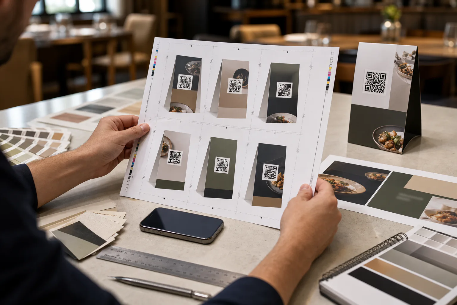 QR Code Table Tent Proof Sheets for Restaurants