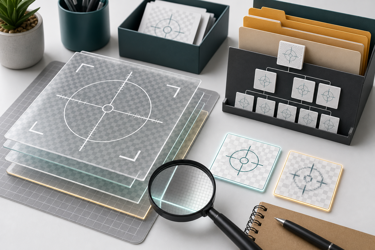 Organized export checklist scene for transparent overlay assets