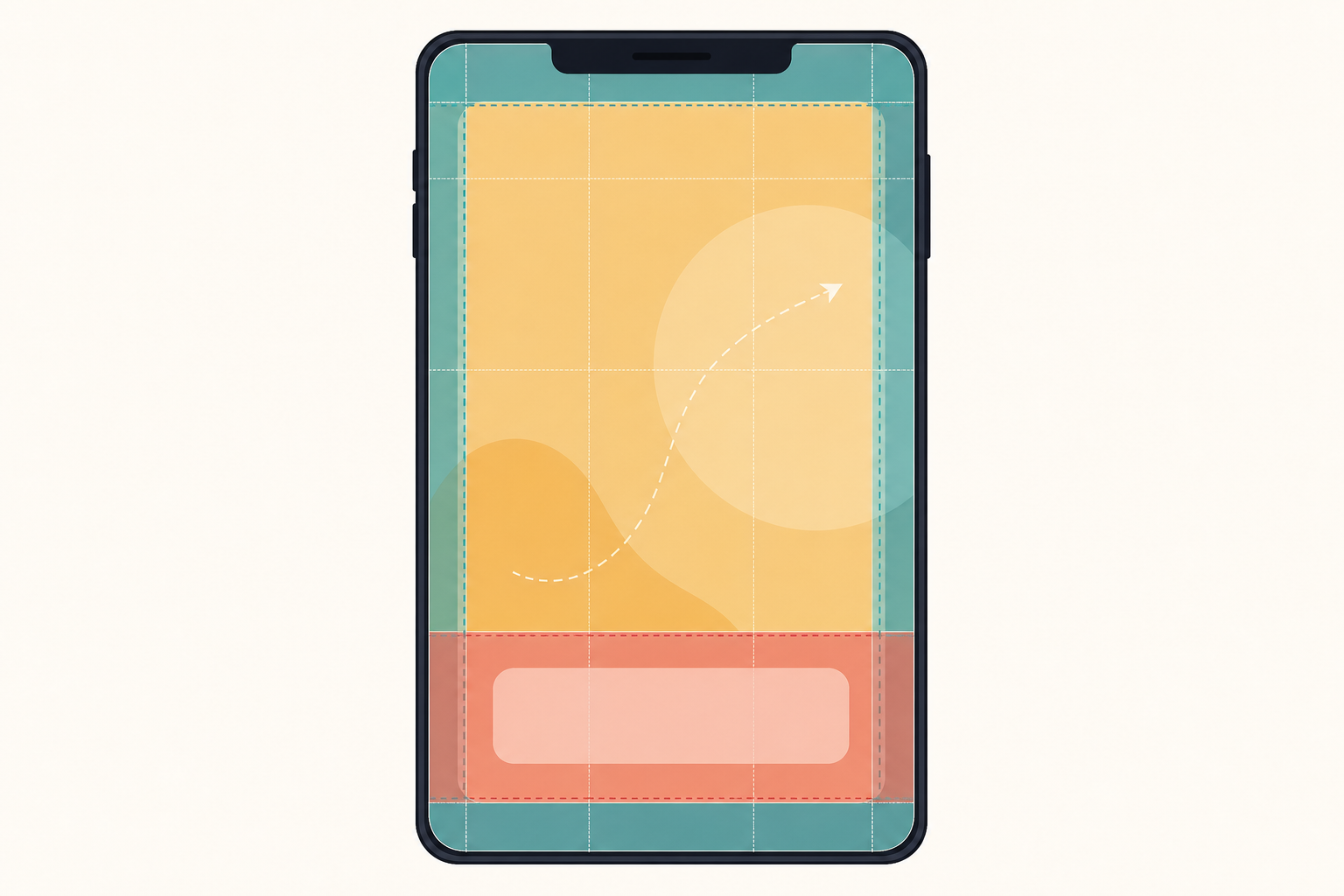 Vertical video frame with safe zones for subtitles, UI chrome, and subject movement