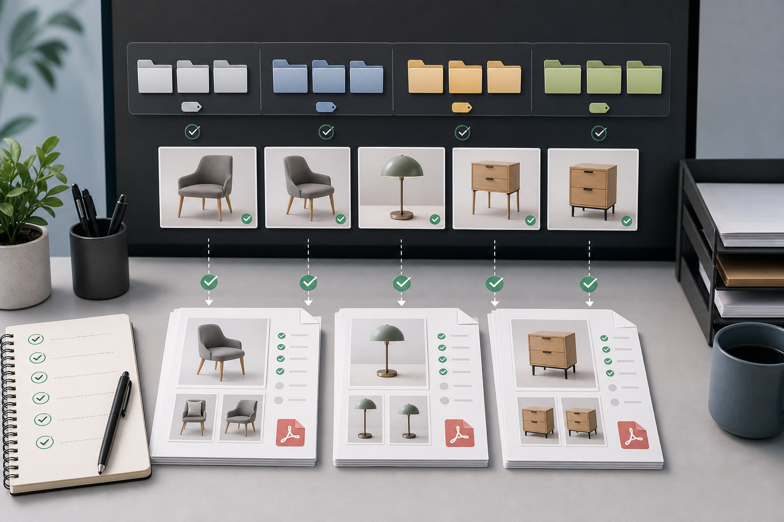 Organized export folders for cleaned product images and OCR-ready PDF sheets