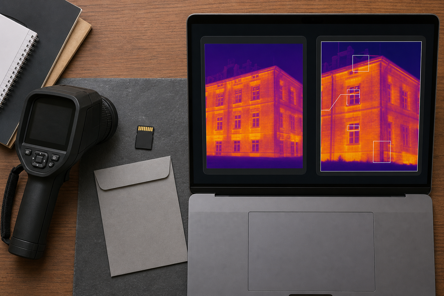Original thermal camera file stored beside a separate edited report copy