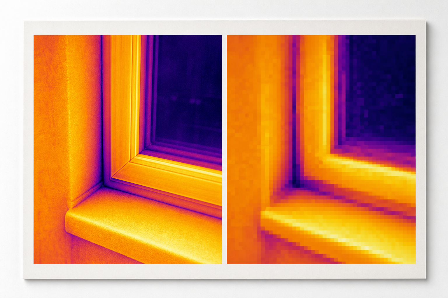 Close comparison of thermal image details under light and excessive compression