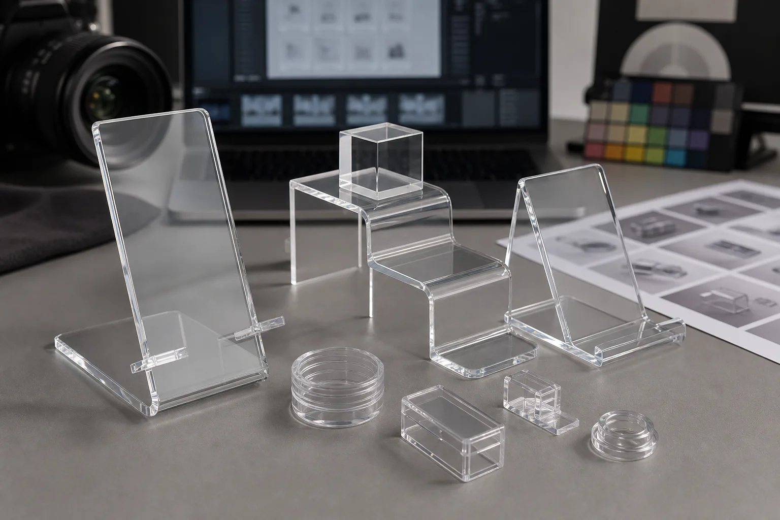 Transparent Acrylic Product Photo Edge Cleanup Guide